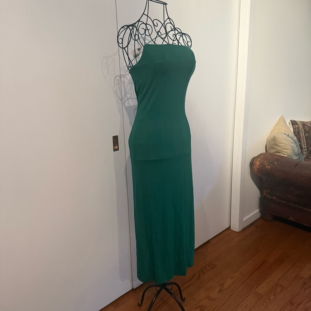 NWT Enza Costa WD-358 Strappy Side Slit Dress in Fern - Picture 6 of 14